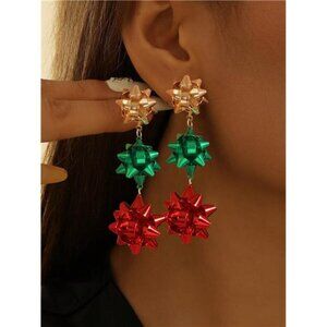 Christmas Gift Starry Flower Designed Long Pendant Earrings